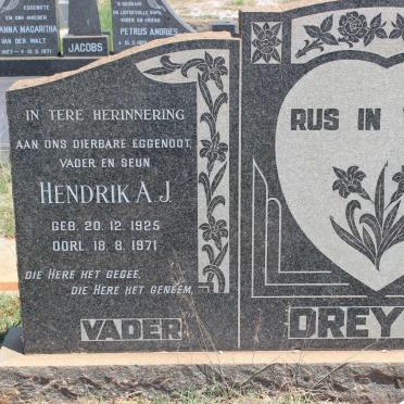 DREYER Hendrik A.J. 1925-1971 &amp; Aletta C. 1930-1990 :: DREYER Gerhardus P.R. 1948-1982
