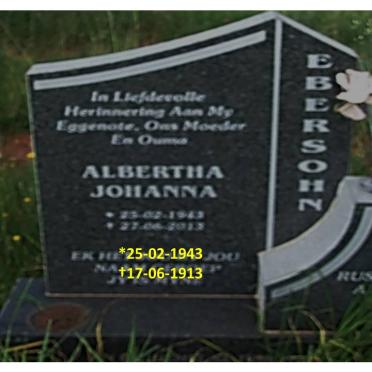 EBERSOHN Albertha Johanna 1943-2013