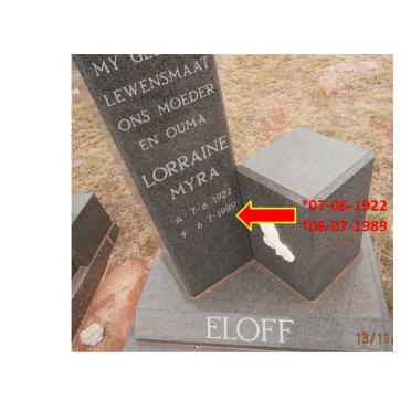 ELOFF Lorraine Myra 1922-1989