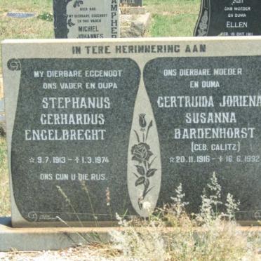 ENGELBRECHT Stephanus Gerhardus 1913-1974 &amp; Gertruida Joriena Susanna formerly BADENHORST nee CALITZ 1916-1992