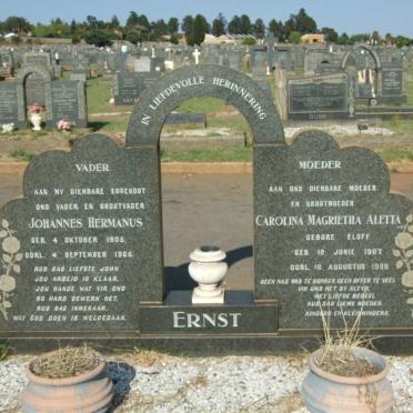 ERNST Johannes Hermanus 1905-1965 &amp; Carolina Magrietha Aletta ELOFF 1907-1989