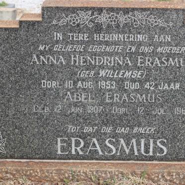 ERASMUS Abel 1907-1969 &amp; Anna Hendrina WILLEMSE -1953