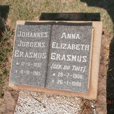 ERASMUS Johannes Jurgens 1892-1965 &amp; Anna Elizabeth DU TOIT 1906-1988