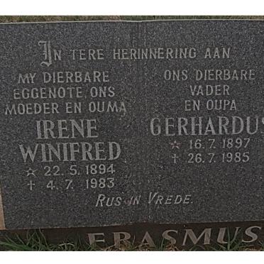 ERASMUS Gerhardus 1897-1985 &amp; Irene Winifred 1894-1983