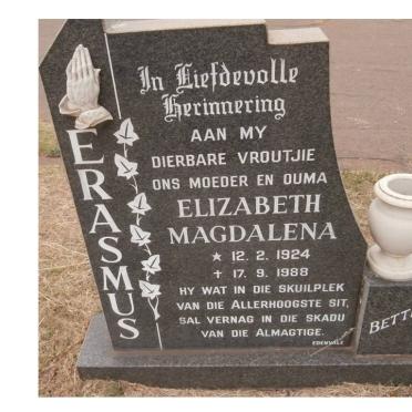 ERASMUS Elizabeth Magdalena 1924-1988
