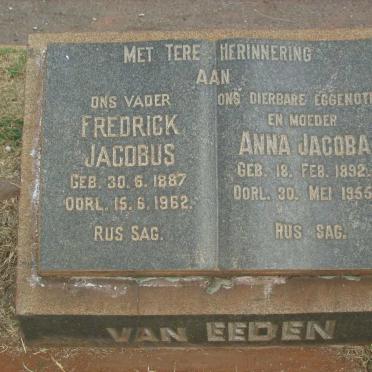EEDEN Fredrick Jacobus, van 1887-1962 &amp; Anna Jacoba 1892-1955