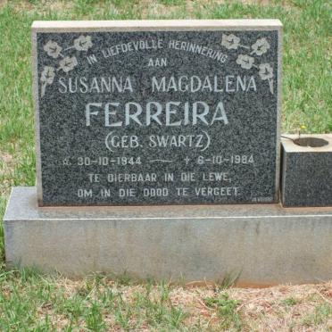 FERREIRA Susanna Magdalena nee SWARTZ 1944-1984