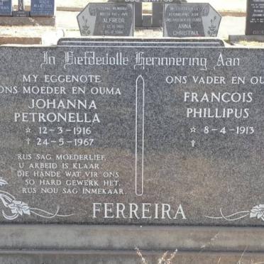 FERREIRA Francois Phillipus 1913- &amp; Johanna Petronella 1916-1967