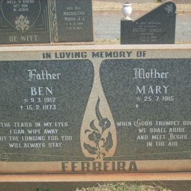 FERREIRA Ben 1912-1973 &amp; Mary 1915-