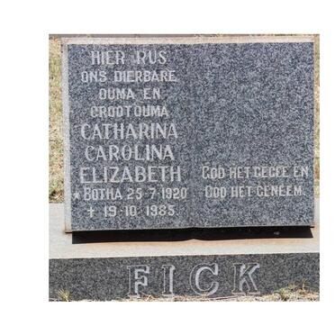 FICK Catharina Carolina Elizabeth nee BOTHA 1920-1985
