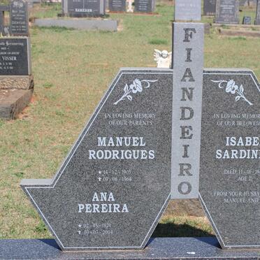 FIANDEIRO Manuel Rodrigues 1903-1964 &amp; FIANDEIRO Isabel Sardinha -1965 :: FIANDEIRO Ana Pereira 1920-2004