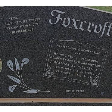 FOXCROFT William J. 1920-1991 &amp; Johanna S. 1924-1988