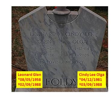 FOLDY Leonard Glen 1958-1988 :: FOLDY Cindy Lee Olga 1984-1988