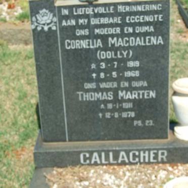 GALLAGHER Thomas Marten 1911-1978 &amp; Cornelia Magdalena 1919-1968