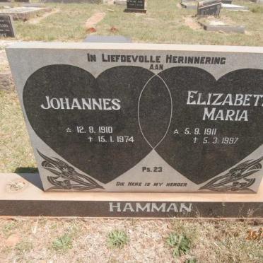 HAMMAN Johannes 1910-1974 &amp; Elizabeth Maria 1911-1997