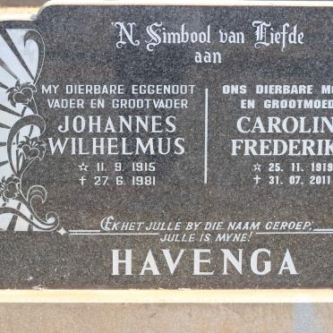 HAVENGA Johannes Wilhelmus 1915-1981 &amp; Carolina Frederika 1919-2011