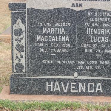 HAVENGA Hendrik Lucas -1954 &amp; Martha Magdalena -1958