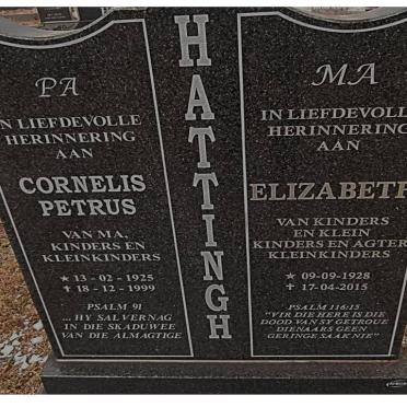 HATTINGH Cornelis Petrus 1925-1999 &amp; Elizabeth 1928-2015
