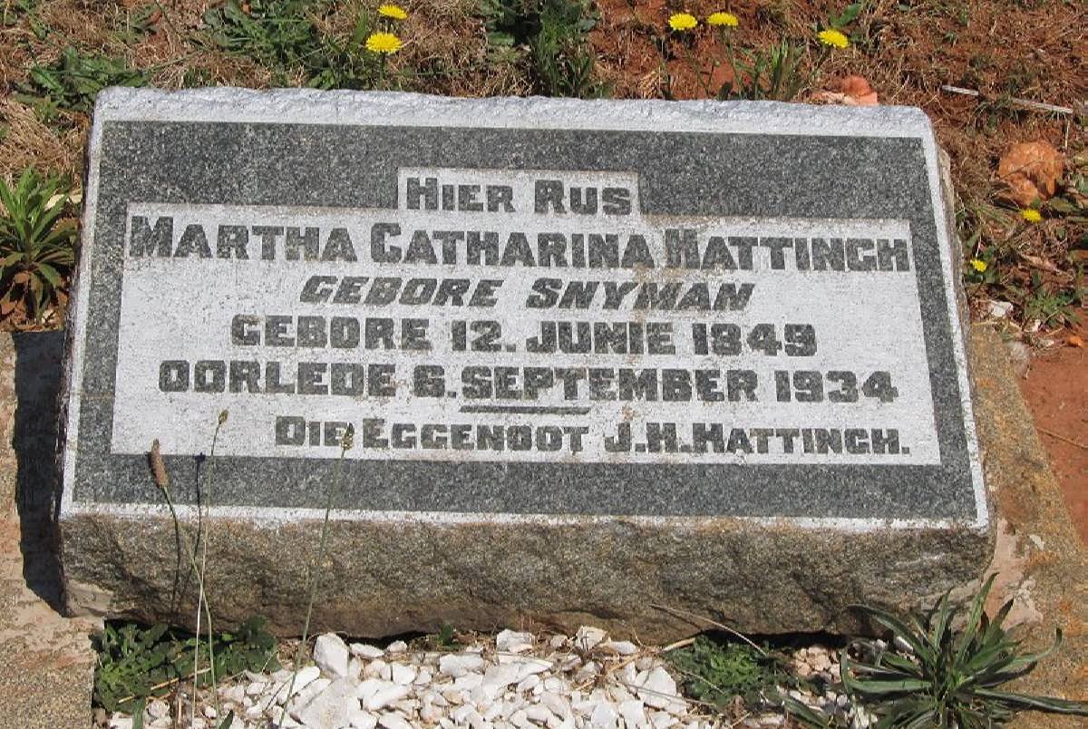 HATTINGH Martha Catharina nee SNYMAN 1849-1934