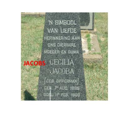 JACOBS Cecilia Jacoba nee OPPERMAN 1889-1969