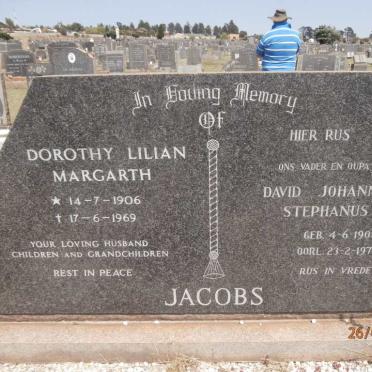 JACOBS David Johannes Stephanus 1903-1979 &amp; Dorothy Lilian Margarth 1906-1969
