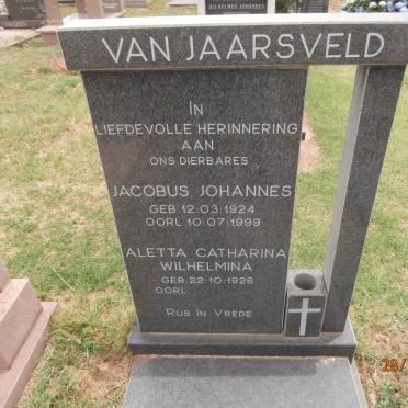JAARSVELD Jacobus Johannes, van 1924-1999 &amp; Aletta Catharina Wilhelmina 1926-