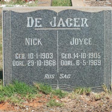JAGER Nick, de 1903-1968 &amp; Joyce 1905-1969