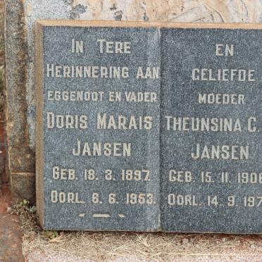 JANSEN Doris Marais 1897-1953 &amp; Theunsina C.J. 1906-1978
