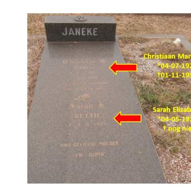 JANEKE Christiaan M. 1925-1990 &amp; Sarah E. 1925-