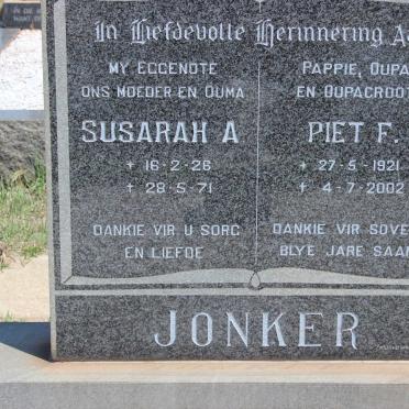 JONKER Piet F. 1921-2002 &amp; Susarah A. 1926-1971