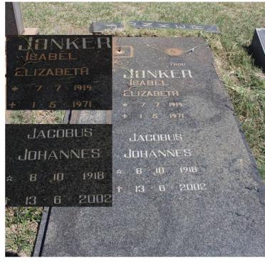 JONKER Jacobus Johannes 1918-2002 &amp; Isabel Elizabeth 1919-1971