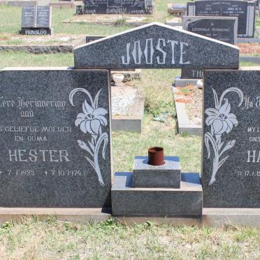 JOOSTE Hannes 1923-1972 &amp; Hester 1923-1974