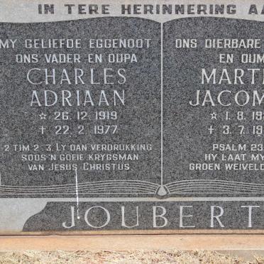 JOUBERT Charles Adriaan 1919-1977 &amp; Martha Jacomina 1929-1982