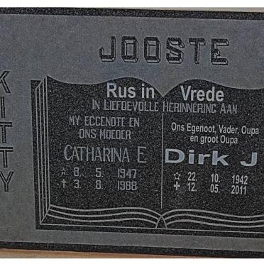JOOSTE Dirk J. 1942-2011 &amp; Catharina E. 1947-1988