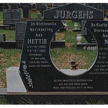 JURGENS Nic 1942-2002 &amp; Hettie 1943-1985