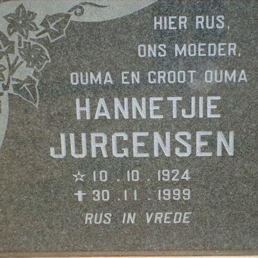 JURGENSEN Hannetjie 1924-1999