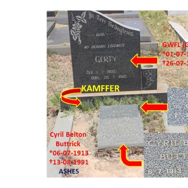 KAMFFER G.W.F.L. 1909-1982 :: BUTTRICK Billy 1905-1989 :: BUTTRICK Cyril Belton 1913-1991