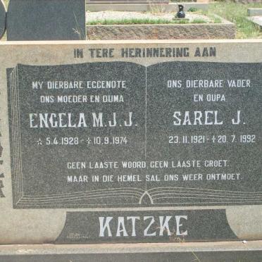 KATZKE Sarel J. 1921-1992 &amp; Engela M.J.J. 1928-1974
