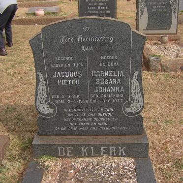 KLERK Jacobus Pieter, de 1910-1958 &amp; Cornelia Susara Johanna 1913-1977