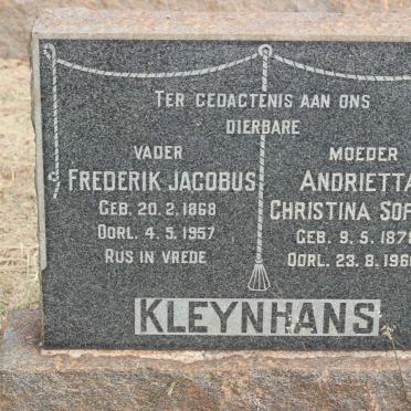 KLEYNHANS Frederik Jacobus 1868-1957 &amp; Andrietta Christina Sophia 1878-1960