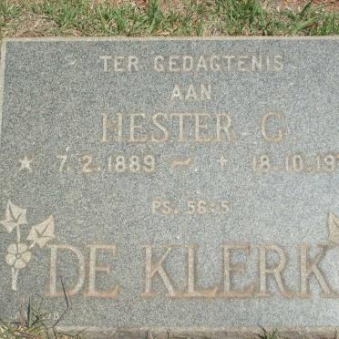 KLERK Hester G., de 1889-1973
