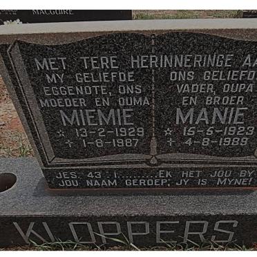 KLOPPERS Manie 1923-1989 &amp; Miemie 1929-1987