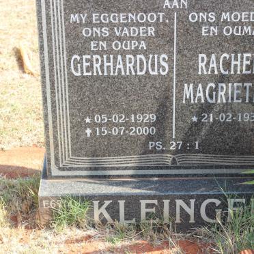 KLEINGELD Gerhardus 1929-2000 &amp; Rachel Magrietha 1933-