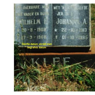 KLEE Wilhelm F. 1908-1968 &amp; Johanna A. 1913-1985