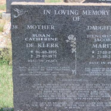 KLERK Susan Catherine, de 1895-1971 :: MARITZ Hendrinna Jacoba 1934-2003