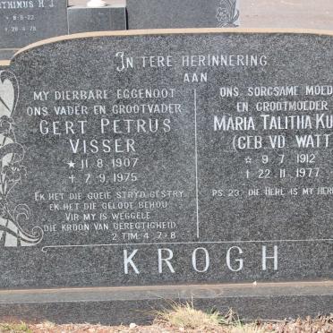 KROGH Gert Petrus Visser 1907-1975 &amp; Maria Talitha Kumi VD WATT 1912-1977