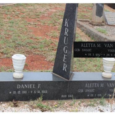 KRUGER Daniel M. 1911-1968 &amp; Aletta Maria VAN ZYL voorheen KRUGER 1916-1987 nee SWART