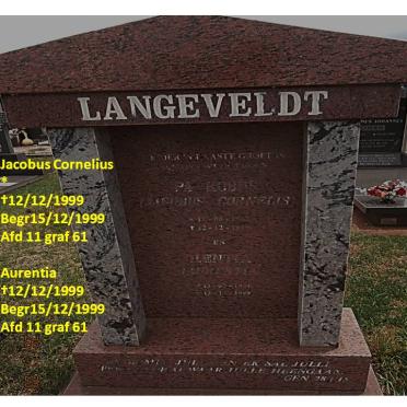 LANGEVELDT Jacobus Cornelius 1932-1999 &amp; Laurentia 1951-1999