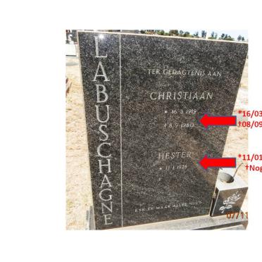 LABUSCHAGNE Christiaan 1919-1980 &amp; Hester 1928-