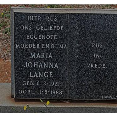 LANGE Maria Johanna 1921-1988